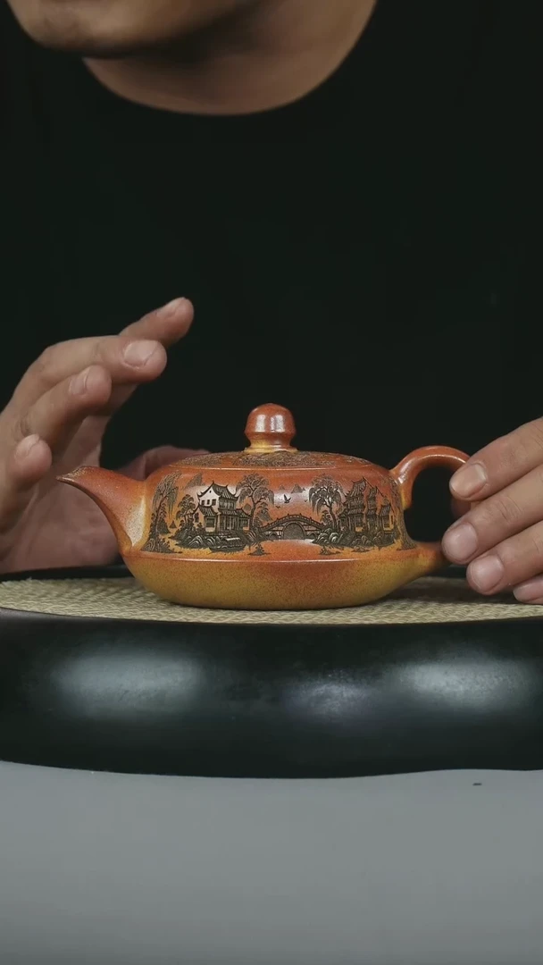 茶壶紫砂云雾沉香泥  江南水乡