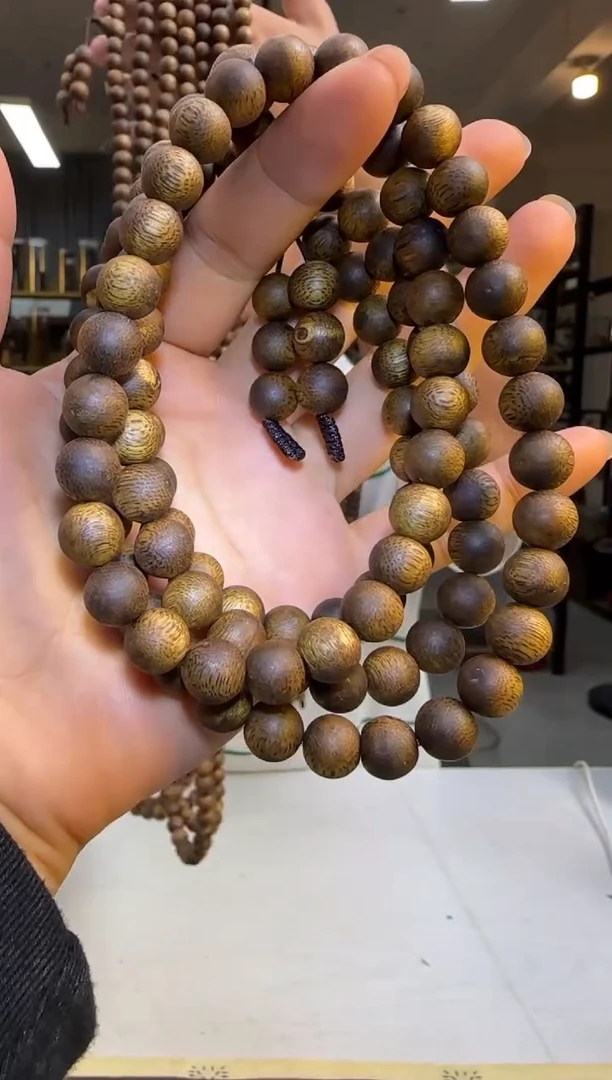 沉香手串99沉窖藏款国香绿棋陆河正圆珠9mm108颗多样性发1
