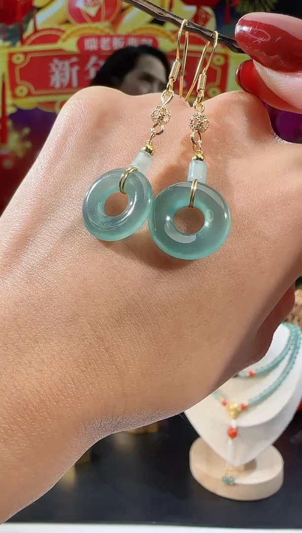 【闪购商品】翡翠耳饰合金甜甜圈耳饰多样性发一