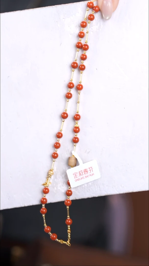 颈饰18K金镶嵌南红玛瑙@