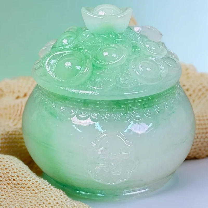 翠玉色工艺聚宝盆装饰摆件    SPB