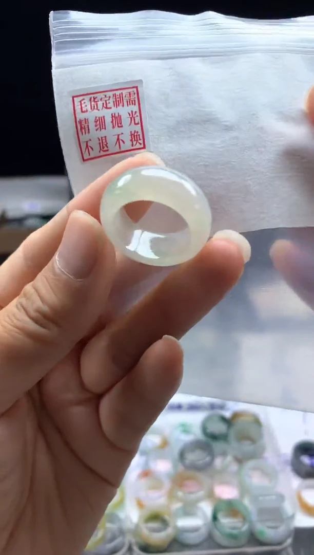 定制翡翠未镶嵌毛货需精细抛光戒圈15#