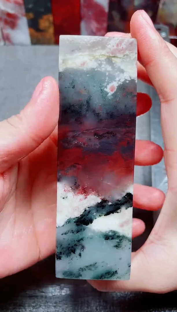 玉桂林鸡血玉素章贵妃扁章12