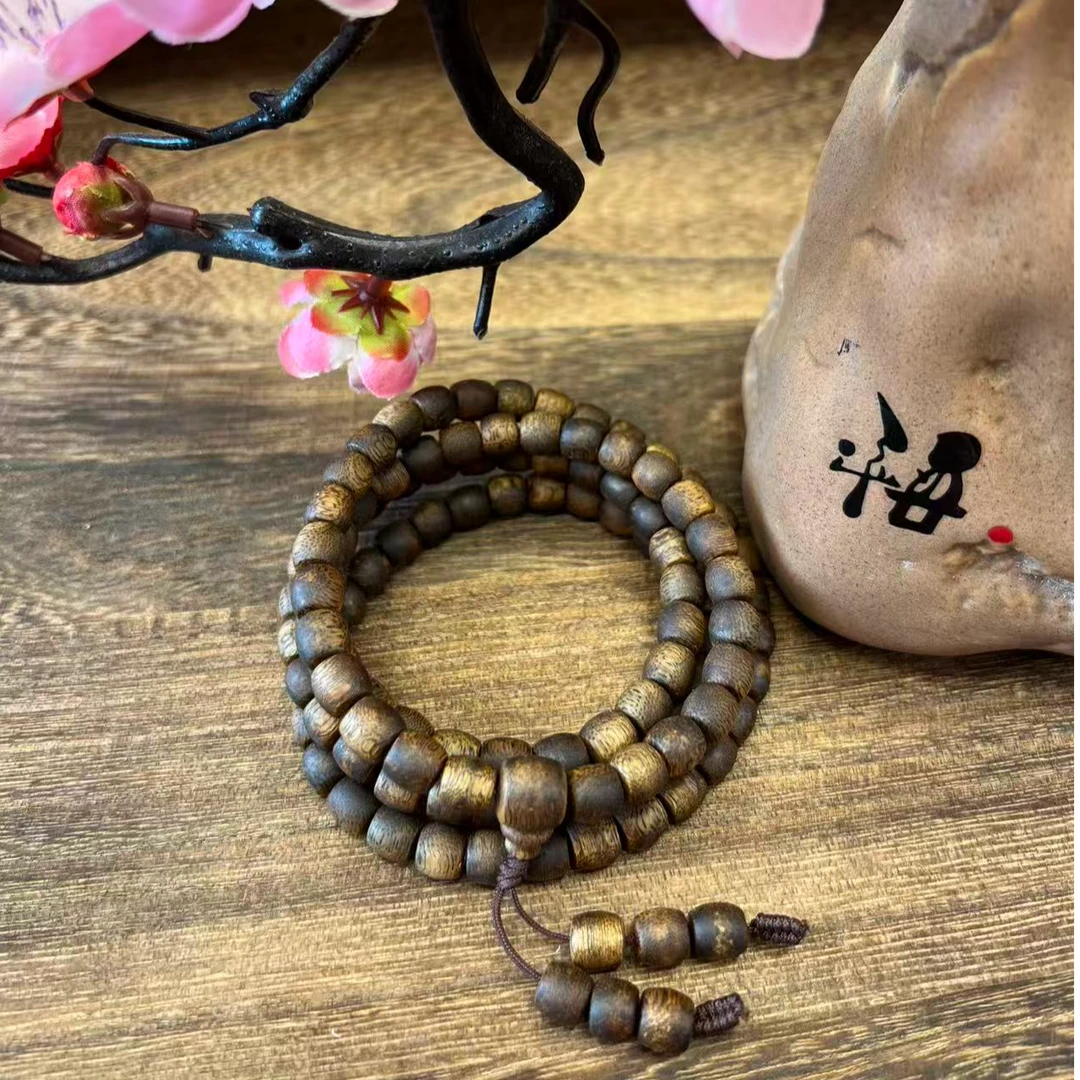 沉香【品香园沉香】莺歌绿奇楠鼓珠卡7多圈/多样性发一