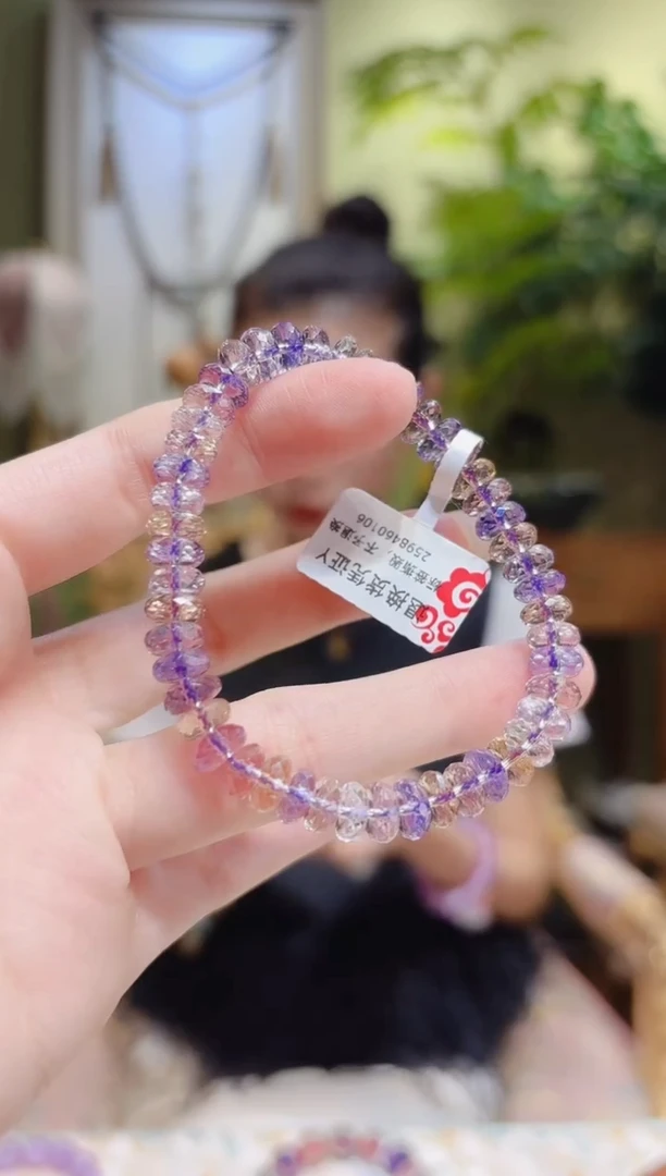 【闪购商品】水晶手串未镶嵌切割面算盘珠紫黄晶手串Y