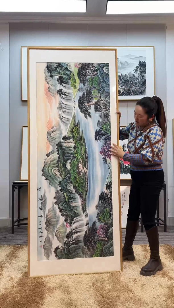 国画手绘山水202*82尺寸