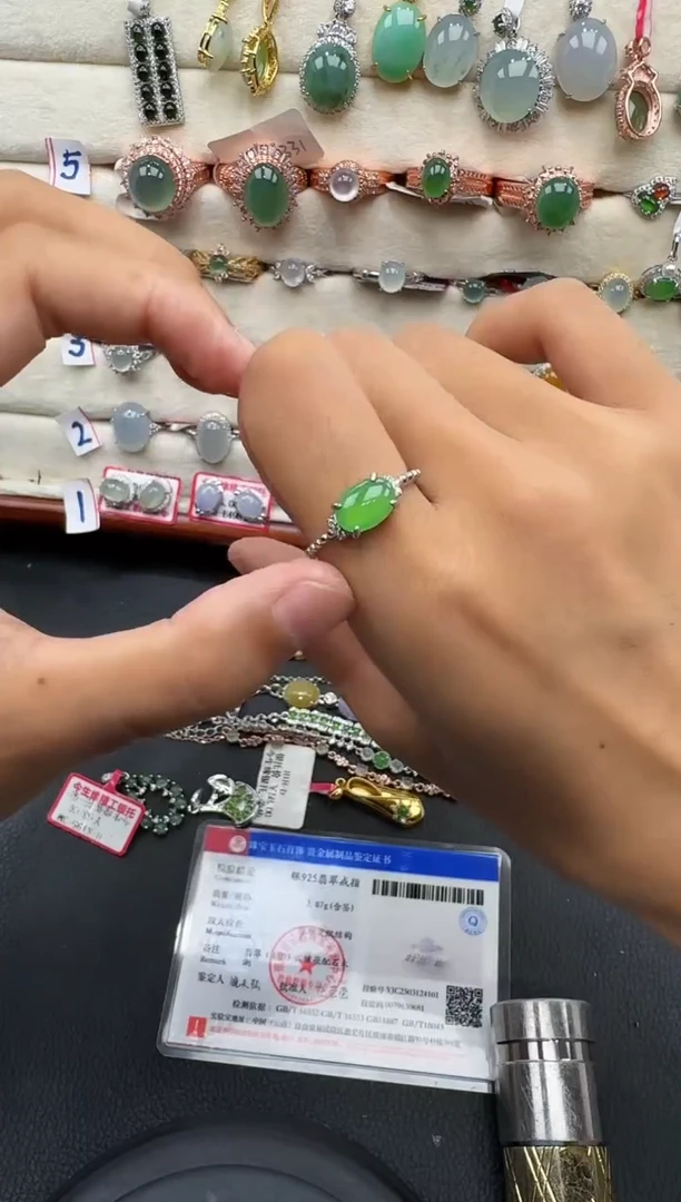 翡翠戒指银S925镶嵌戒指25