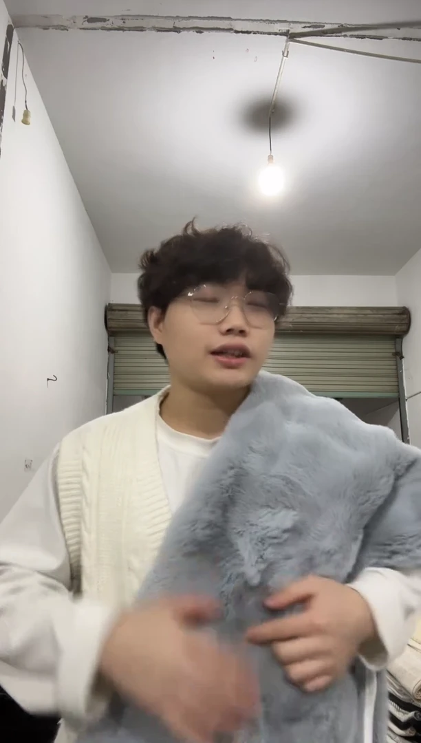 雪尼尔110*160蓝灰色羊羔绒