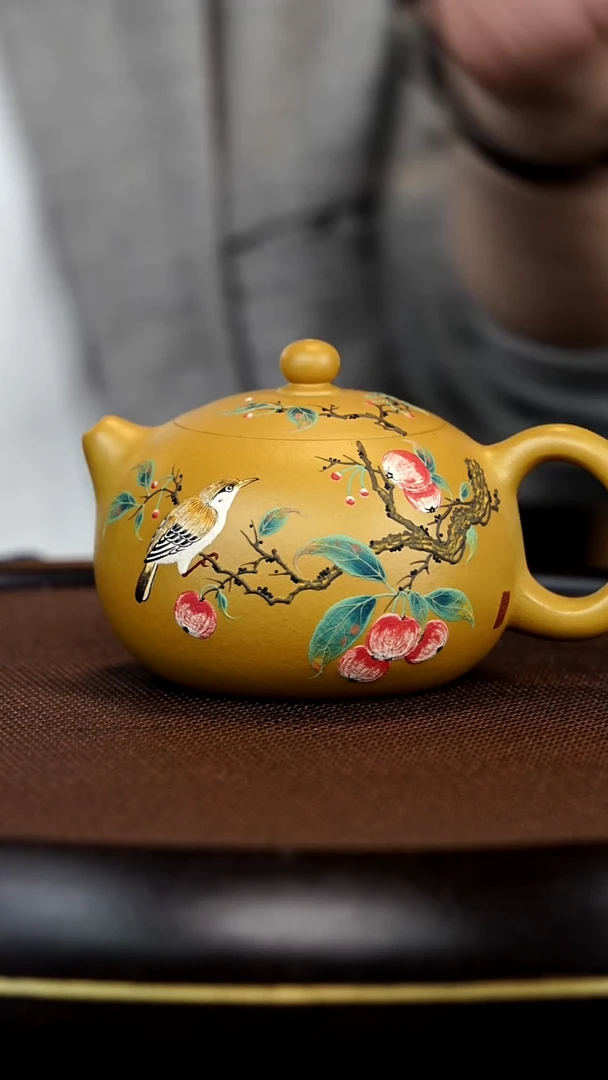 茶壶紫砂杨军保专场紫砂作品37：花鸟西施 黄金朱泥  320CC