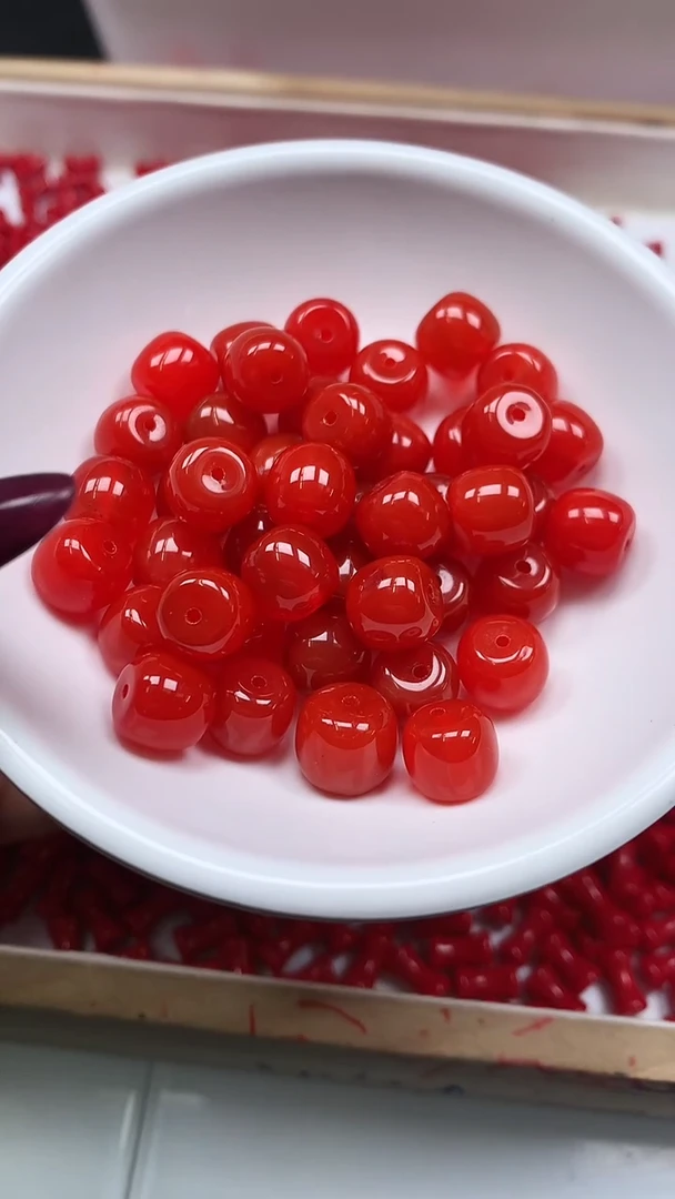 未镶嵌散珠南红玛瑙B481 锦红南红老型8*9mm5颗8.8元