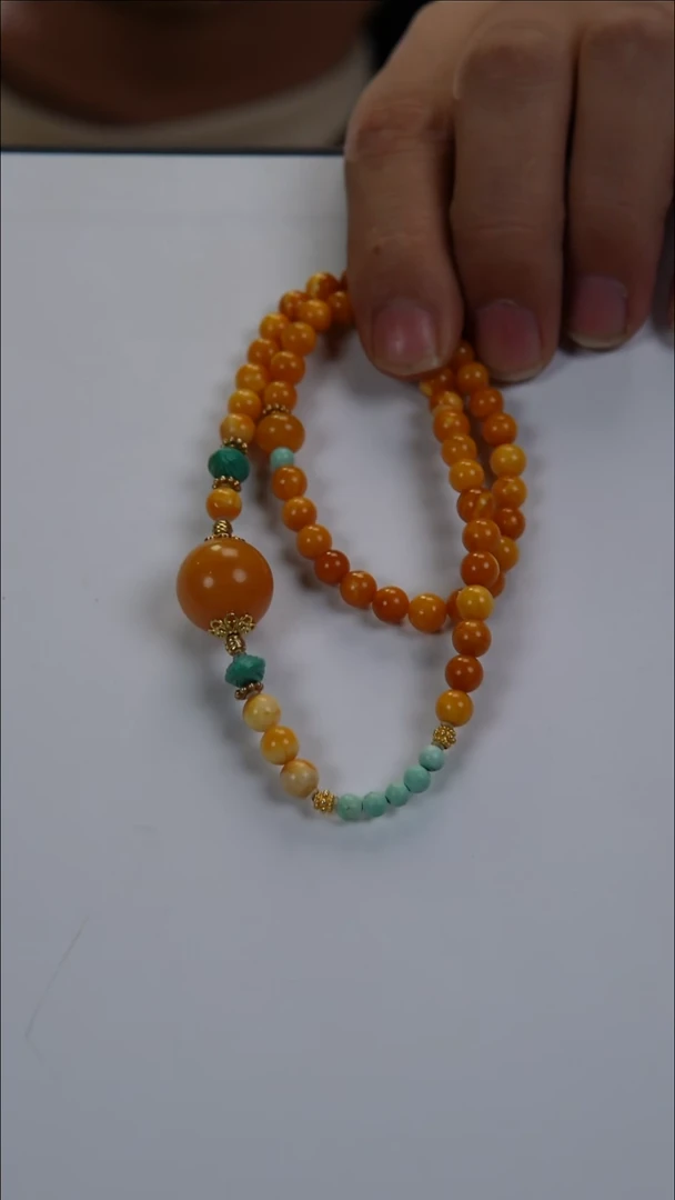手串琥珀未镶嵌14mm天然鸡油黄蜜蜡双圈手串