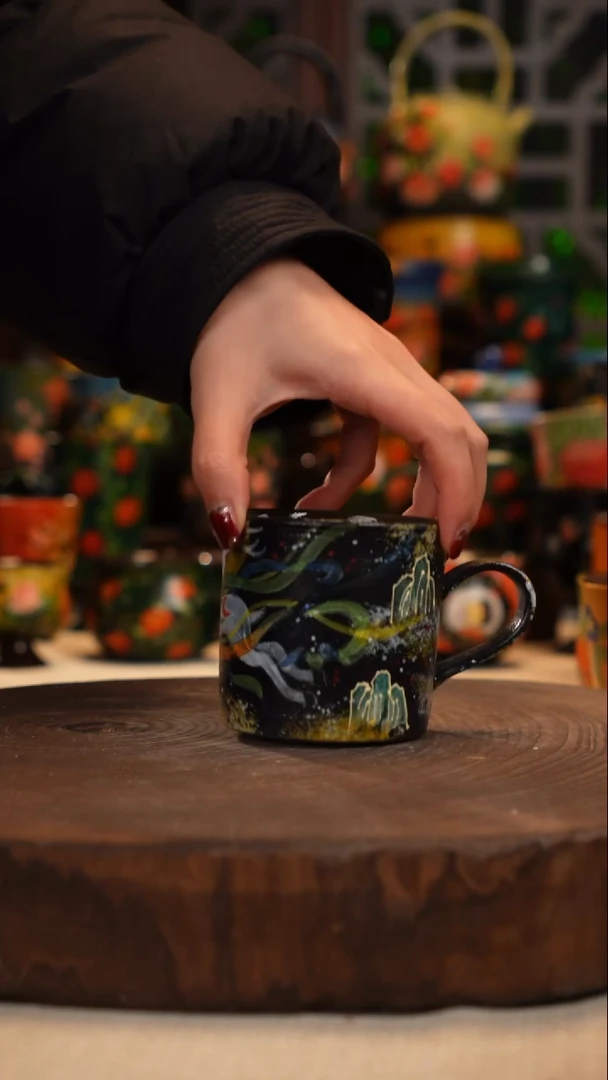 紫砂油画釉下彩手绘