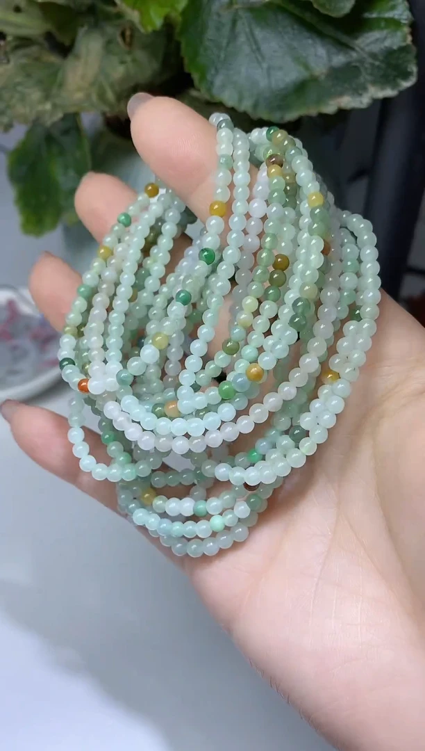 【闪购商品】翡翠手链未镶嵌天然缅甸翡翠A货卡3米珠手串多样性发一