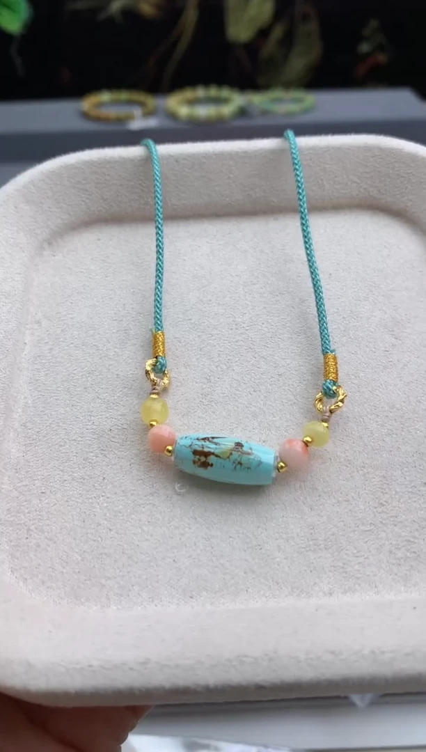 未镶嵌绿松石锁骨链茜.A81