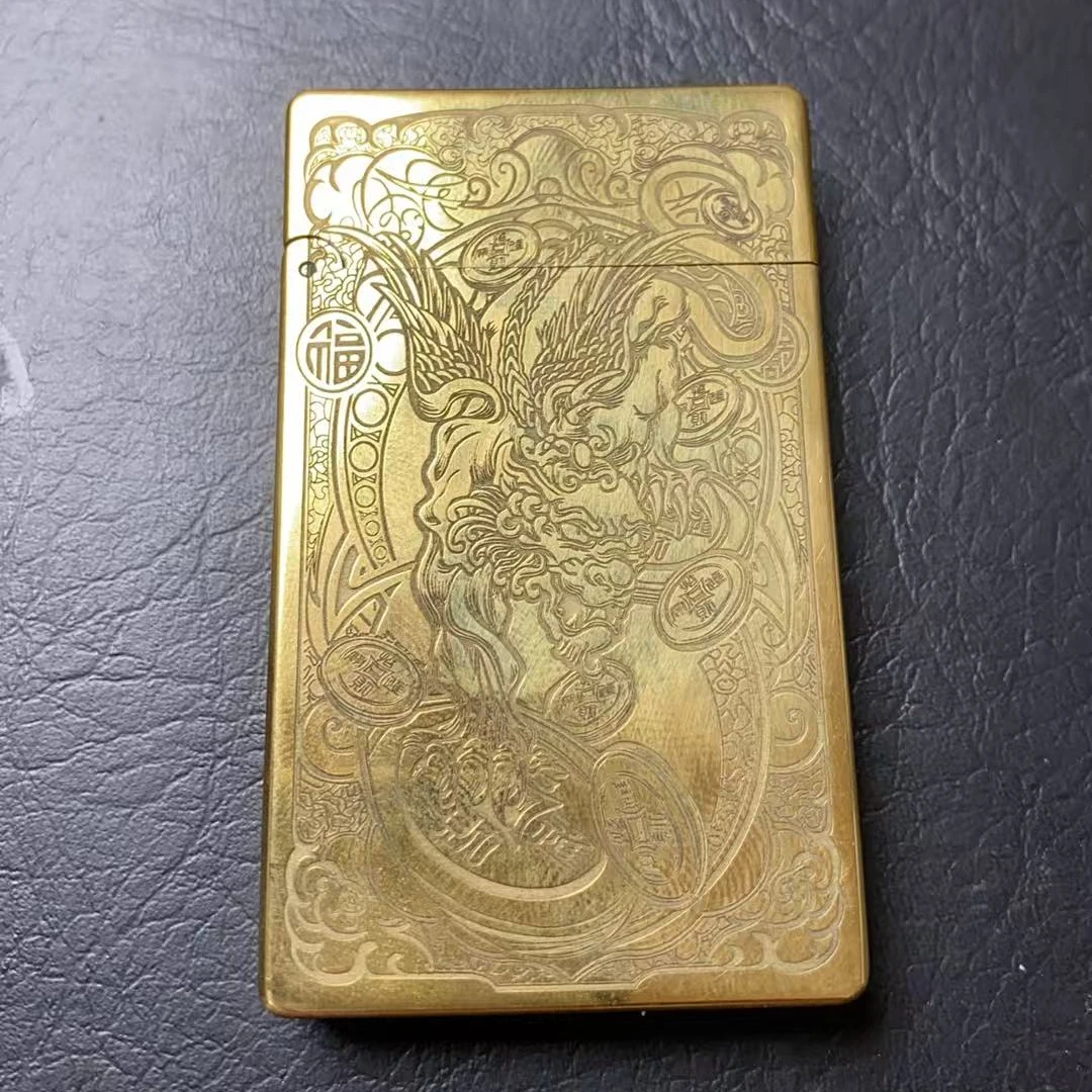 佐罗799黄铜朗声防风超薄貔貅精雕打火机送男士礼物