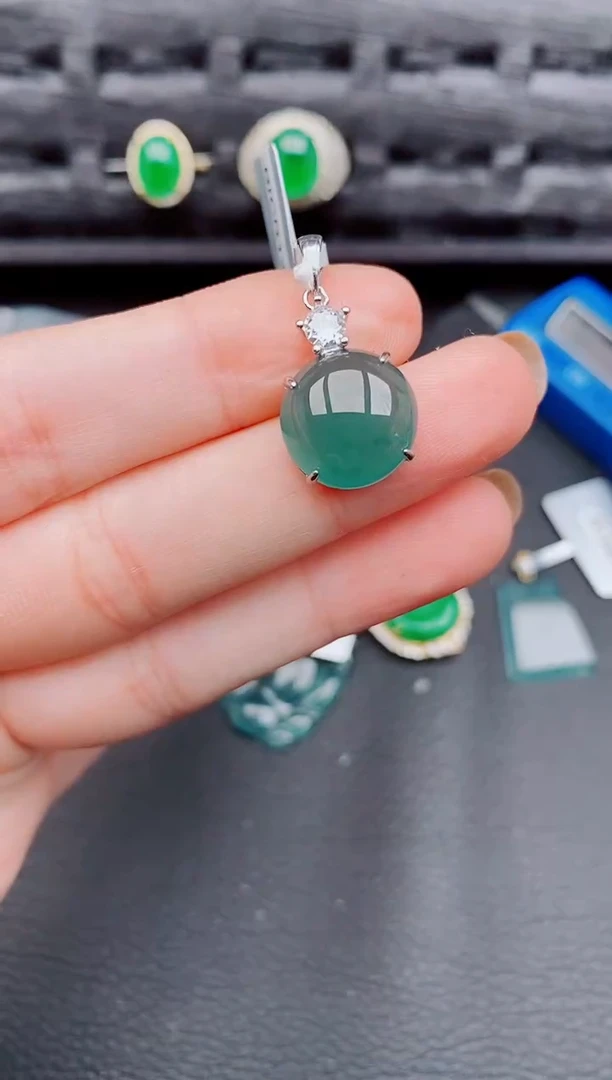 【闪购商品】翡翠颈饰银S925镶嵌天然a货翡翠624