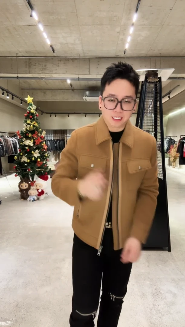 48码（100-125斤）男士真皮拼接羊毛夹克