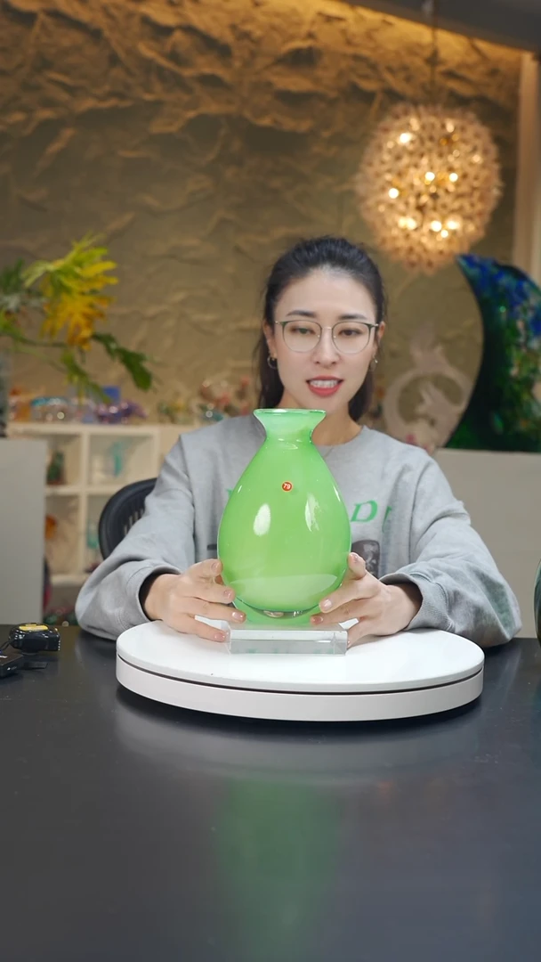 手工艺品琉璃青绿小花器