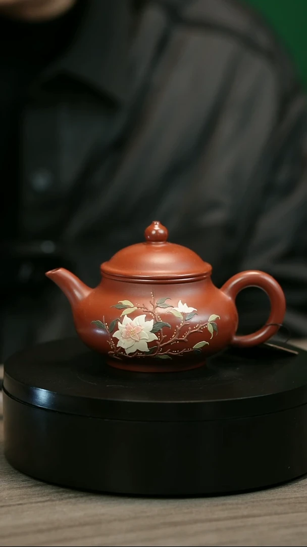 茶壶紫砂?****?H2424赵翠虹堆绘玉兰潘壶