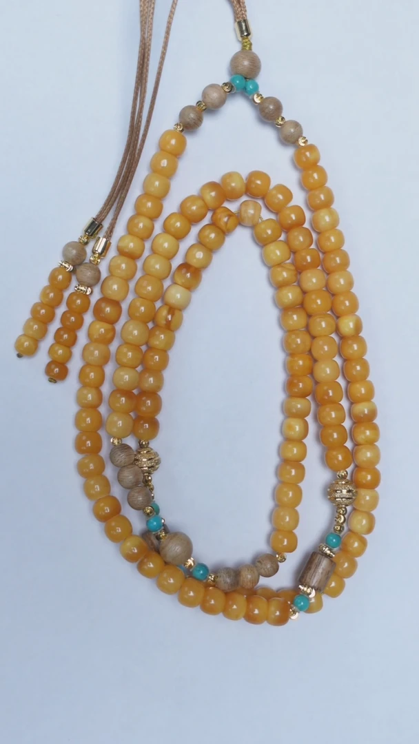 未镶嵌颈饰琥珀花蜡老型108项链