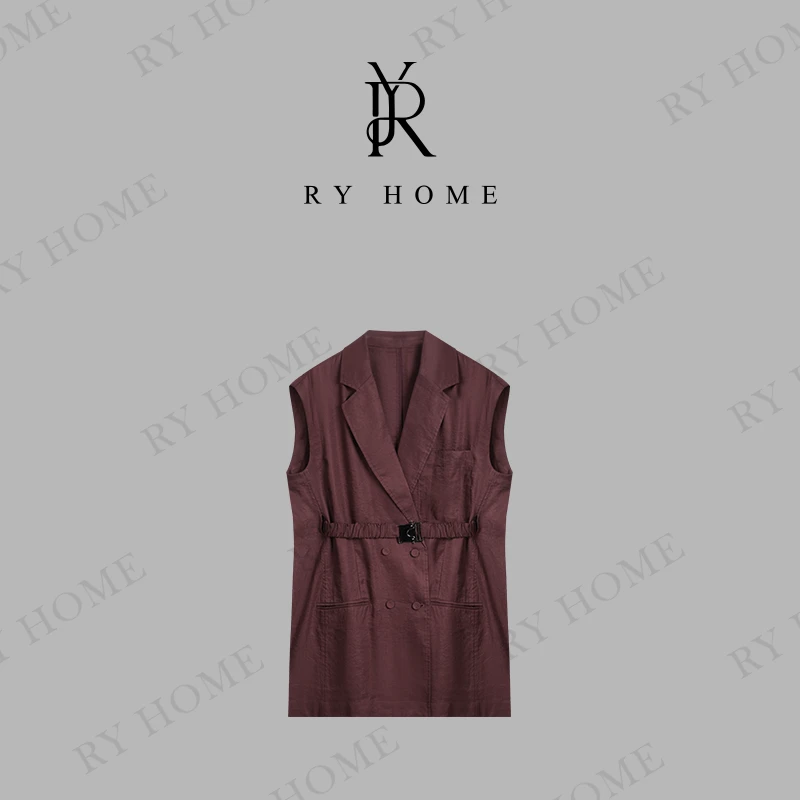 【容雨RYHOME】亚麻＋通勤时尚设计感西装马甲裙外套252W2250