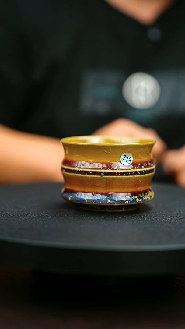 713#原矿钧瓷炉钧釉竹节杯