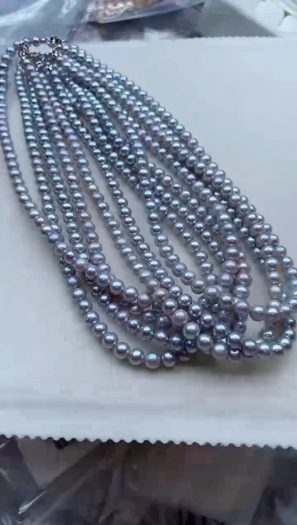 淡水珍珠银S925镶嵌项链多样性发其一，非无暇