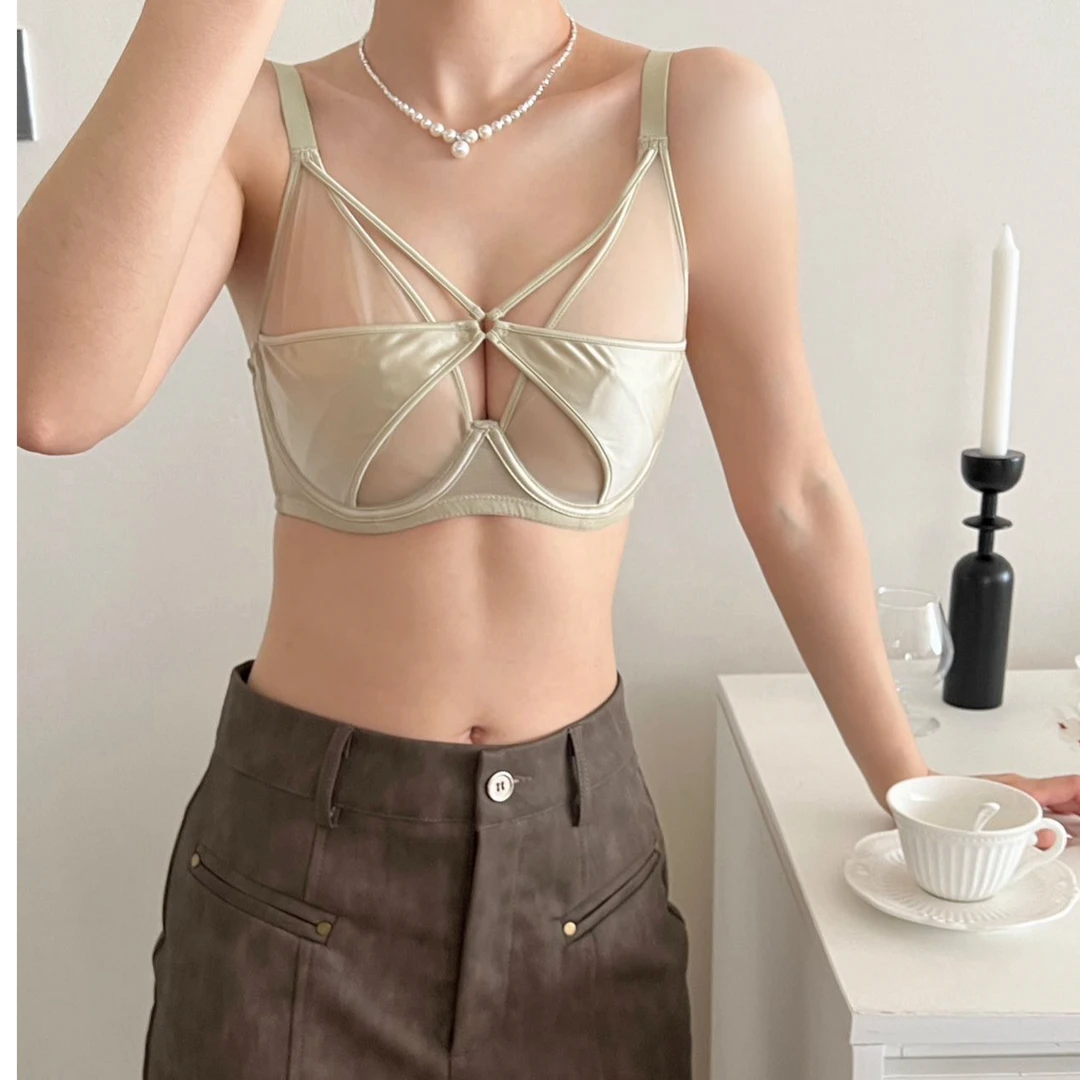 【大胸必备】法式蕾丝性感纯欲内衣薄款防凸点文胸大胸显小新款豹纹