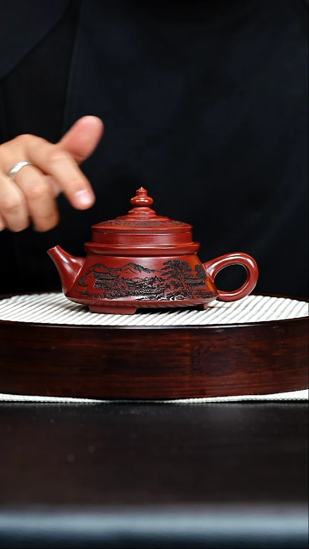 茶壶紫砂宜兴原矿紫砂 龙血砂宝塔壶 忆江南