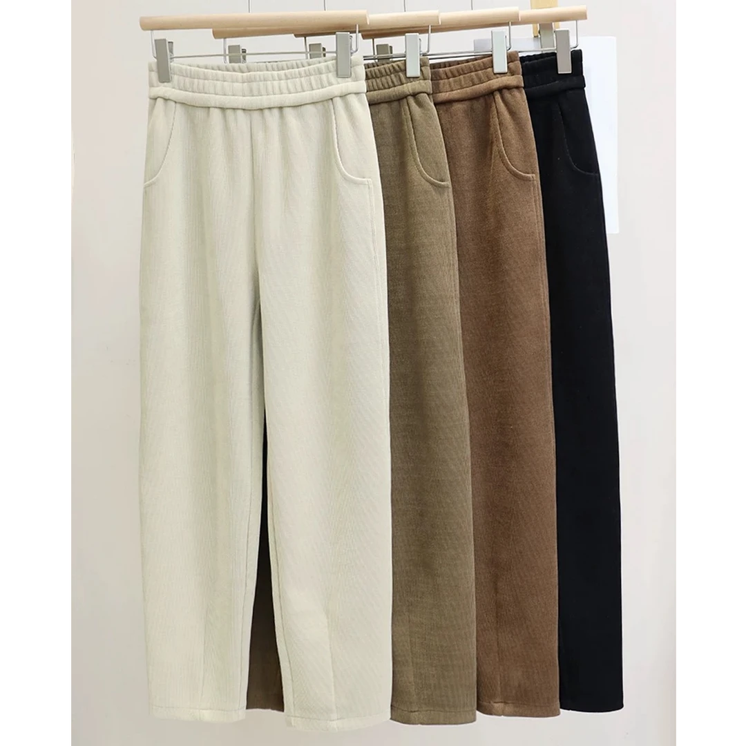 3971变色鸟灯芯绒竖纹哈伦裤高腰宽松休闲萝卜裤春新