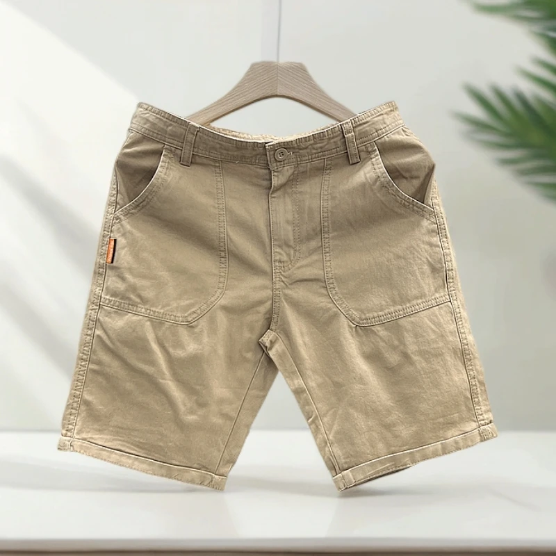 时尚修身简约五分裤男2025夏季百搭直筒休闲短裤薄款宽松工装中裤