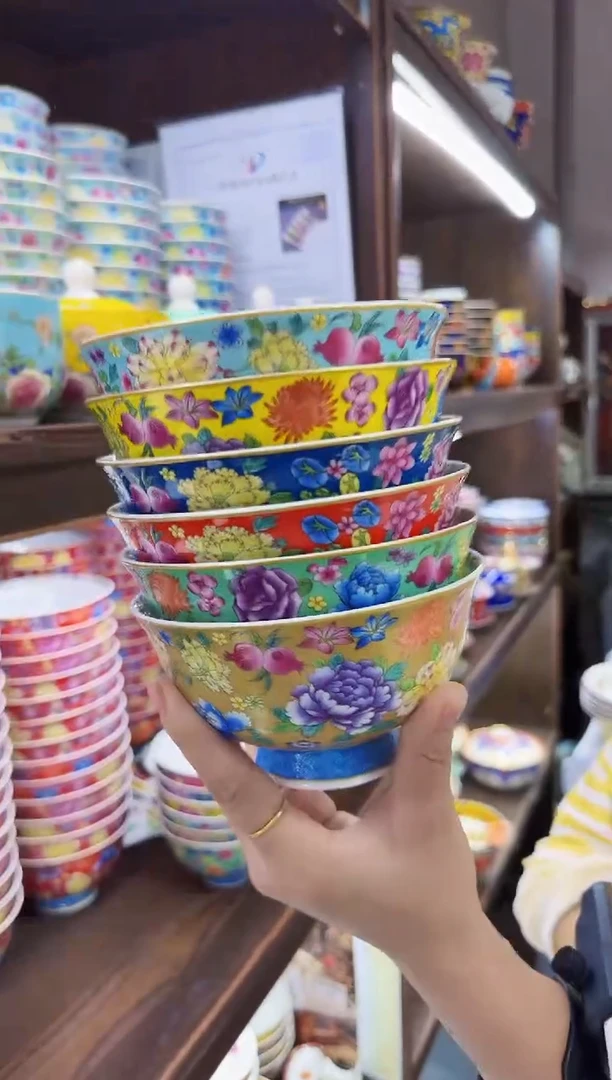 珐琅5英寸饭碗6个景德镇餐具