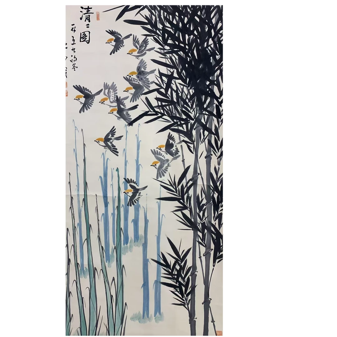 李老款 花鸟立轴135 65 7.8平尺