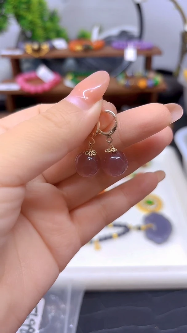 14K金镶嵌耳饰碧玺猫眼E698