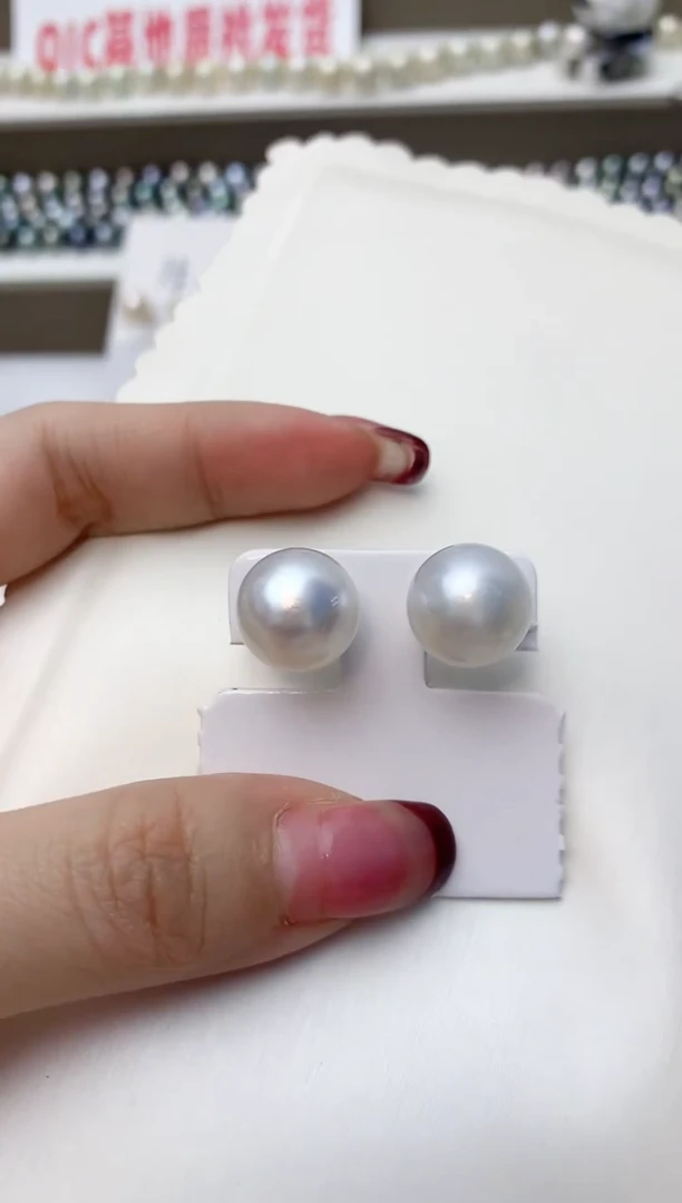 银S925镶嵌耳饰海水珍珠A114