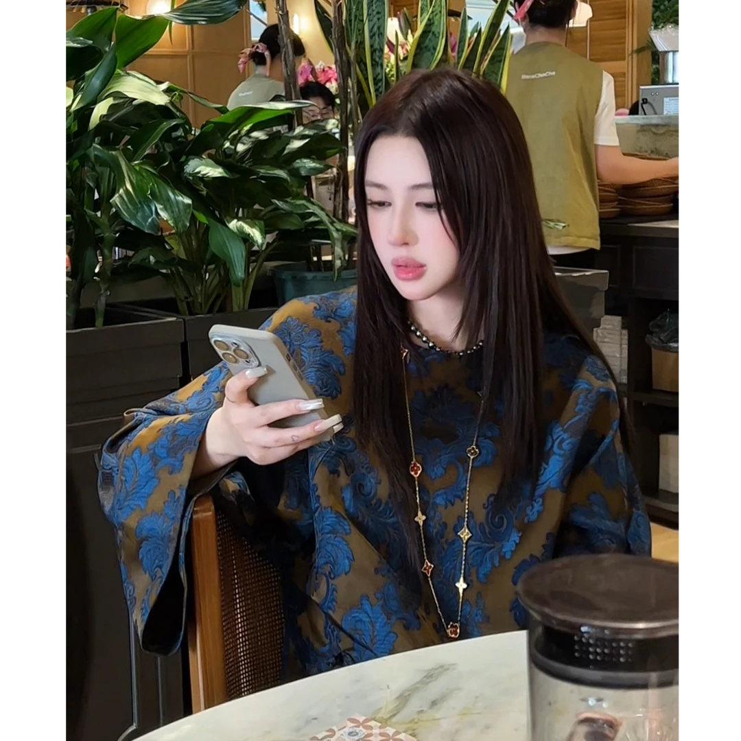 G. yantong/郭彦彤定制提花人丝香云纱斜襟上衣女贵气显瘦DD1272