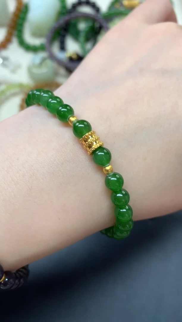 手串足金镶嵌和田玉W258多样性发货一件|1800