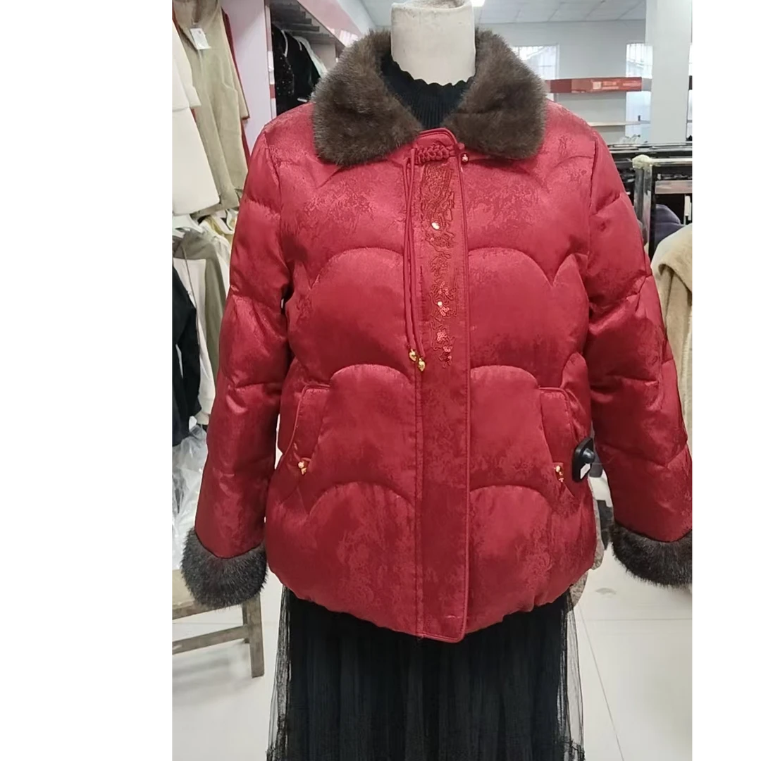 口袋方领中国风POLO领中老年女装休闲