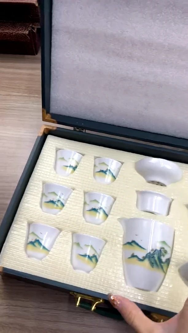 千里江山盖碗礼盒装