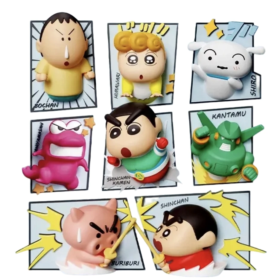 【拆盒】蜡笔小新 rock正版漫画系列盲盒冰箱贴立体磁吸摆件