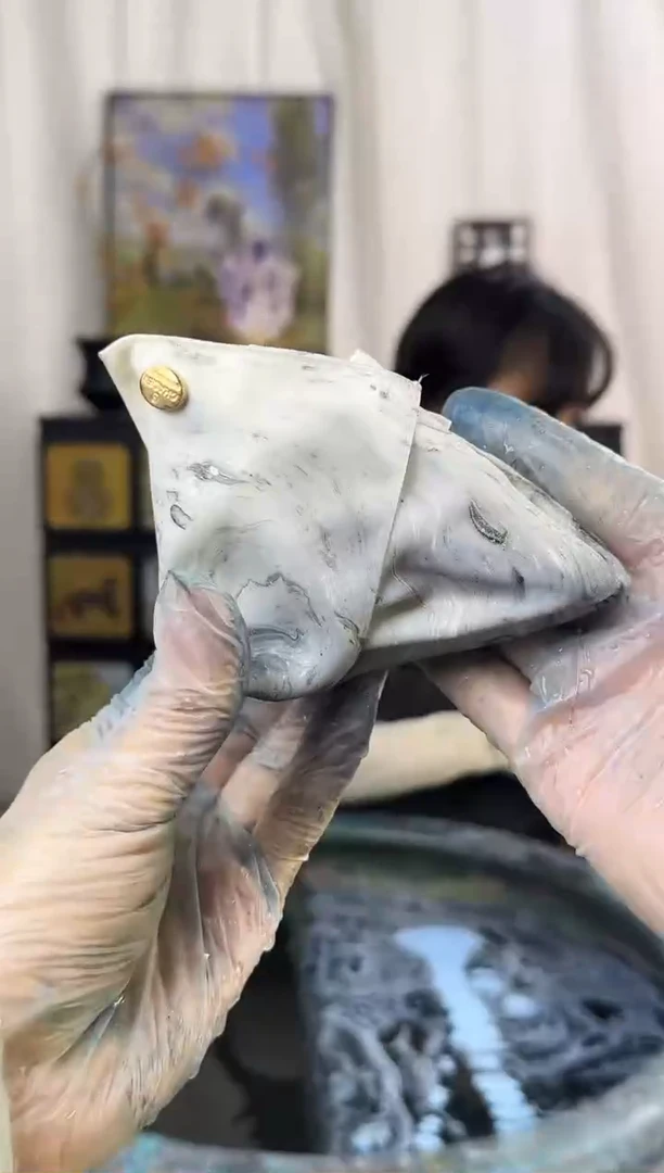 506 青花破若 三角夹