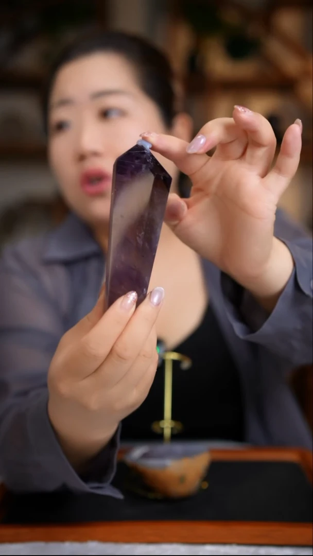 水晶珠宝半成品未镶嵌紫晶权杖D793