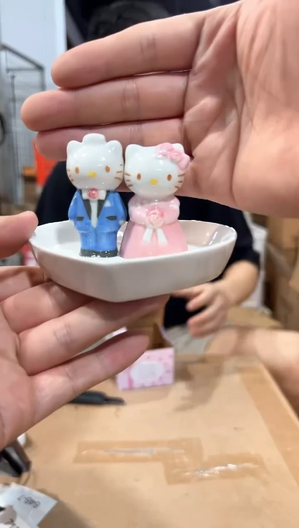 瓷片原盒kt猫戒指首饰盘