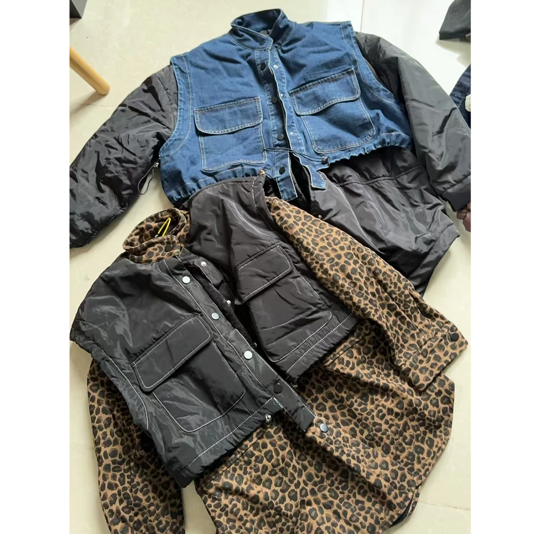 【文乐乐】秋冬新款个性重工时尚休闲潮流百搭假两件外套1642