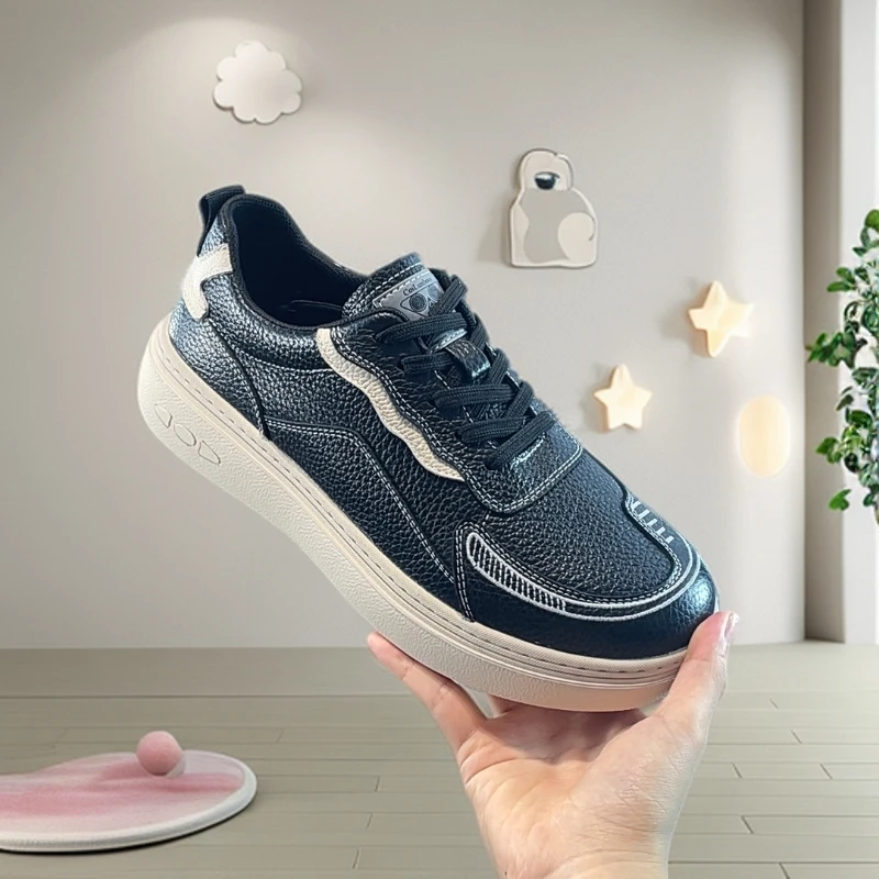 新款头层牛皮休闲鞋透气软底真皮牛皮防滑耐磨时尚百搭7750