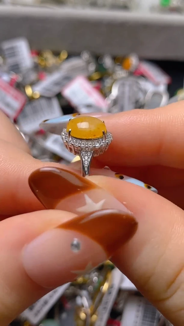 银S925镶嵌戒指翡翠百内无证书