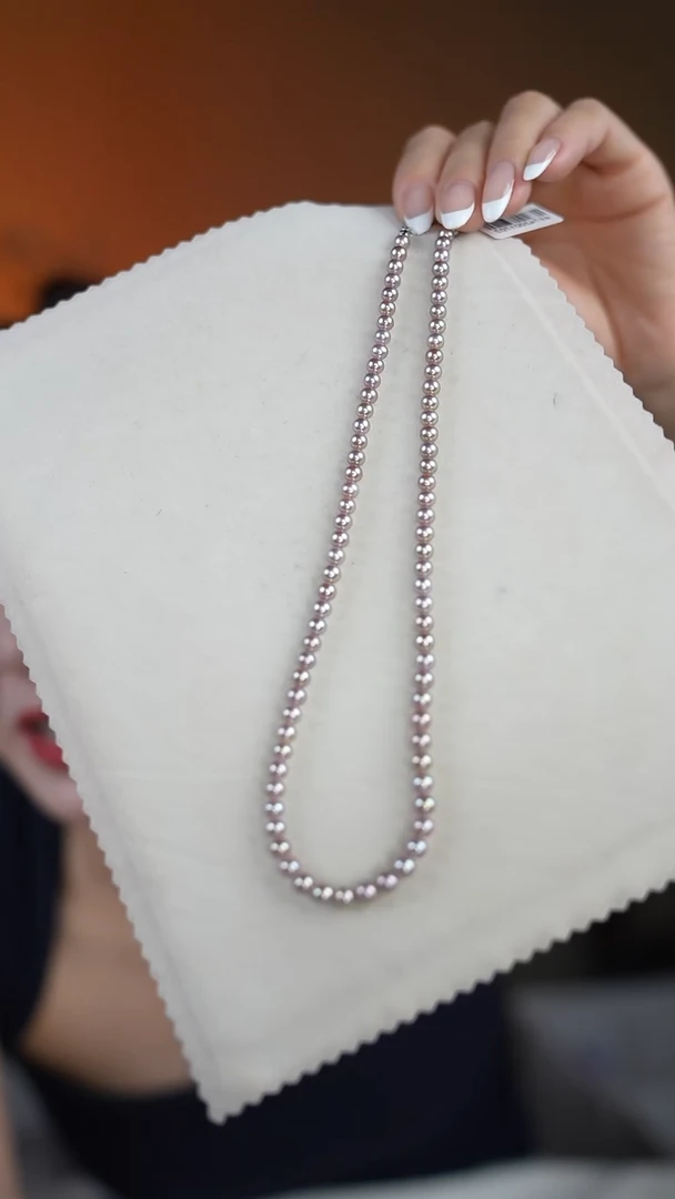 颈饰银S925镶嵌淡水珍珠绿紫炫彩 正圆 无核 4.6-5