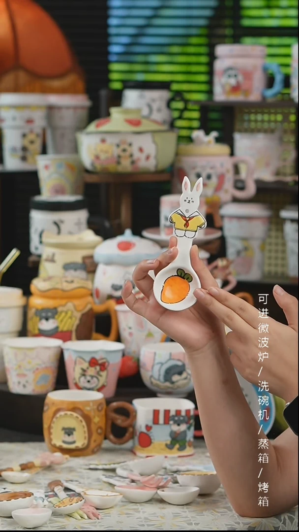 杯子景德镇高温釉下彩纯手绘创意瓷