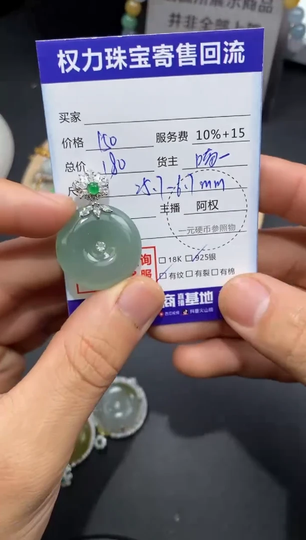【闪购商品】翡翠颈饰银S925镶嵌寄售不退换