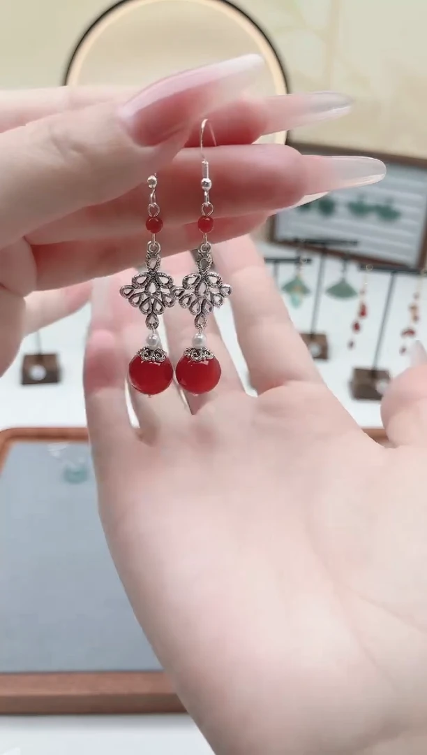 未镶嵌耳钉玛瑙/玉髓00红色新配件